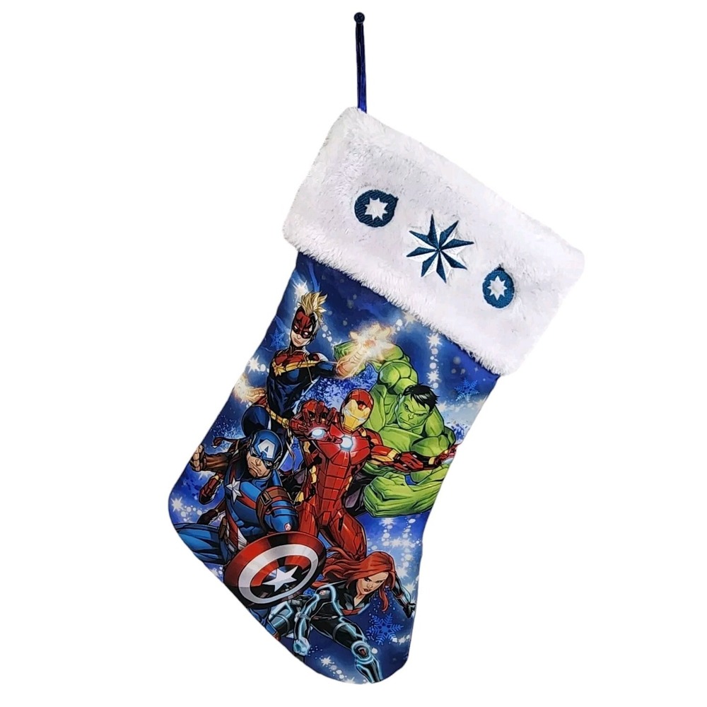 Marvel Avengers Silky & Plush Hero's Print 18" Holiday Christmas Stocking